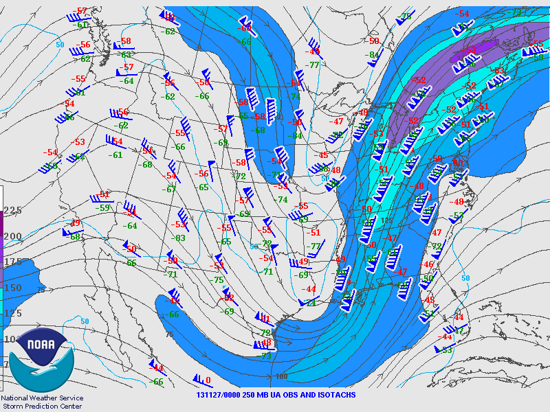 Jet Stream Winds from Southwest to Northeast U.S. Among the